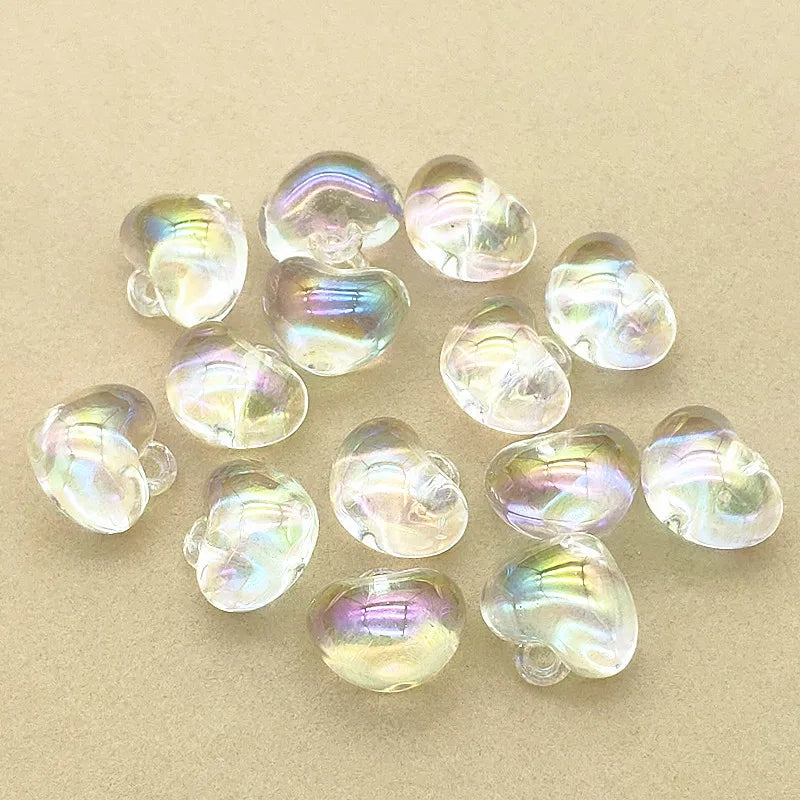 100pcs Aurora Effect Heart Beads DIY Jewelry Findings