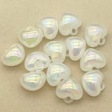 100pcs Aurora Effect Heart Beads DIY Jewelry Findings