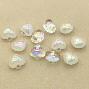 100pcs Aurora Effect Heart Beads DIY Jewelry Findings