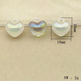 100pcs Aurora Effect Heart Beads DIY Jewelry Findings
