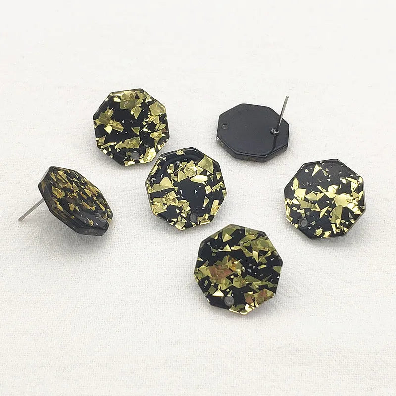 Acrylic Ice Crack Effect Ear Studs, Earring DIY Parts