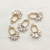 CZ Feather Charm Pendant 50pcs DIY Jewelry Findings