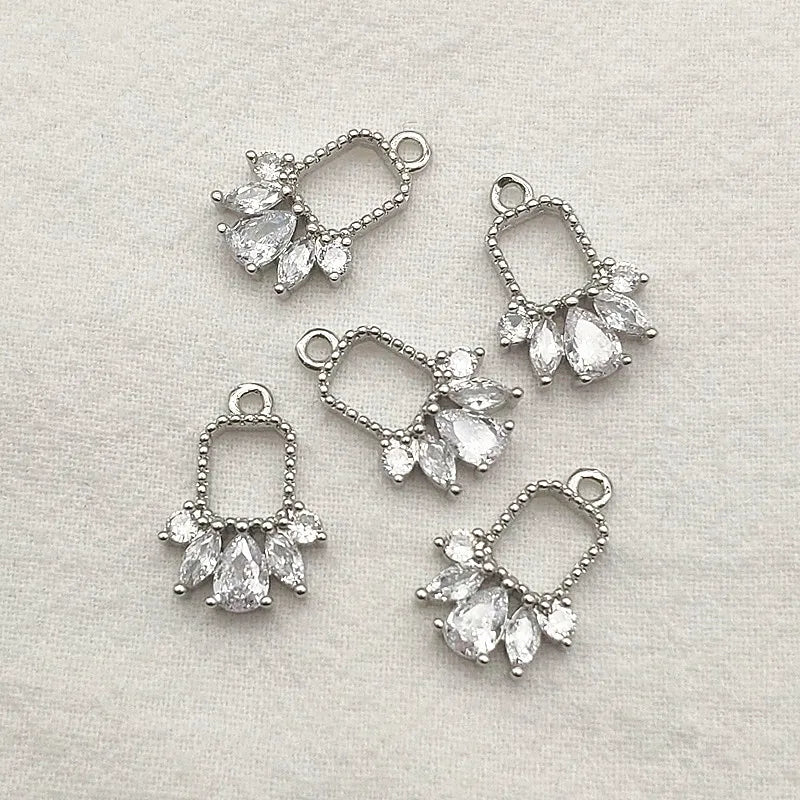 CZ Feather Charm Pendant 50pcs DIY Jewelry Findings