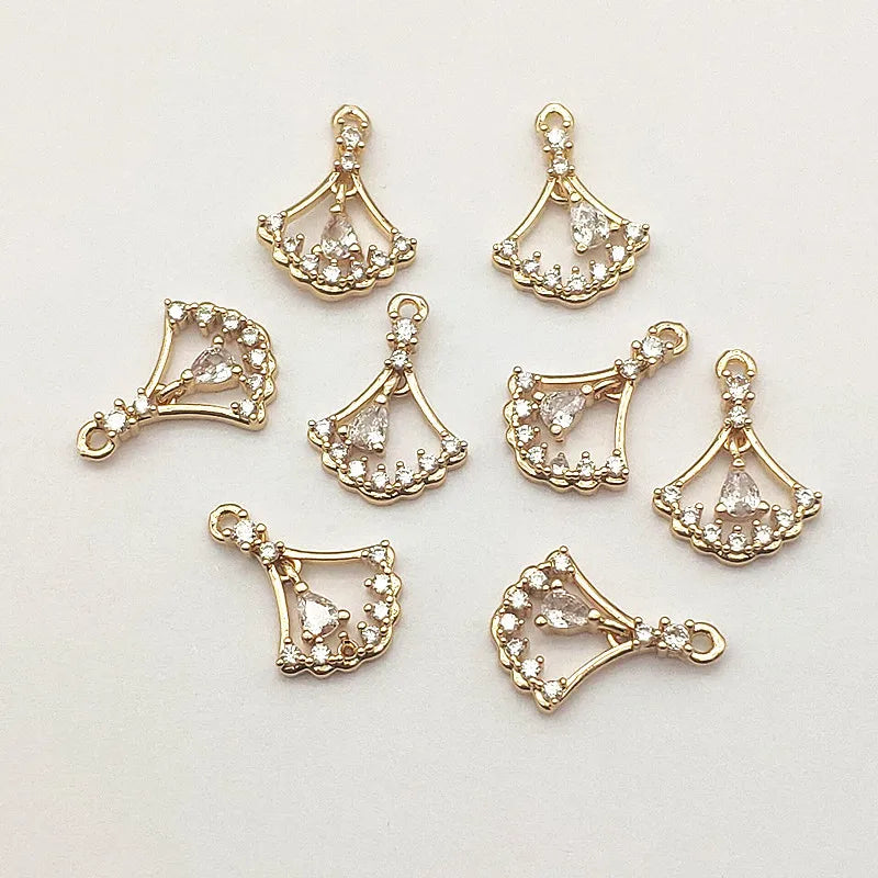 Leaf Charm Pendant Cubic Zirconia DIY Jewelry Findings 50pcs