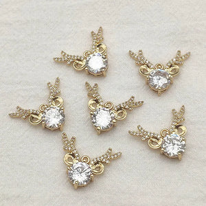 CZ Crystal Reindeer Charm 30pcs Jewelry Necklace DIY Parts