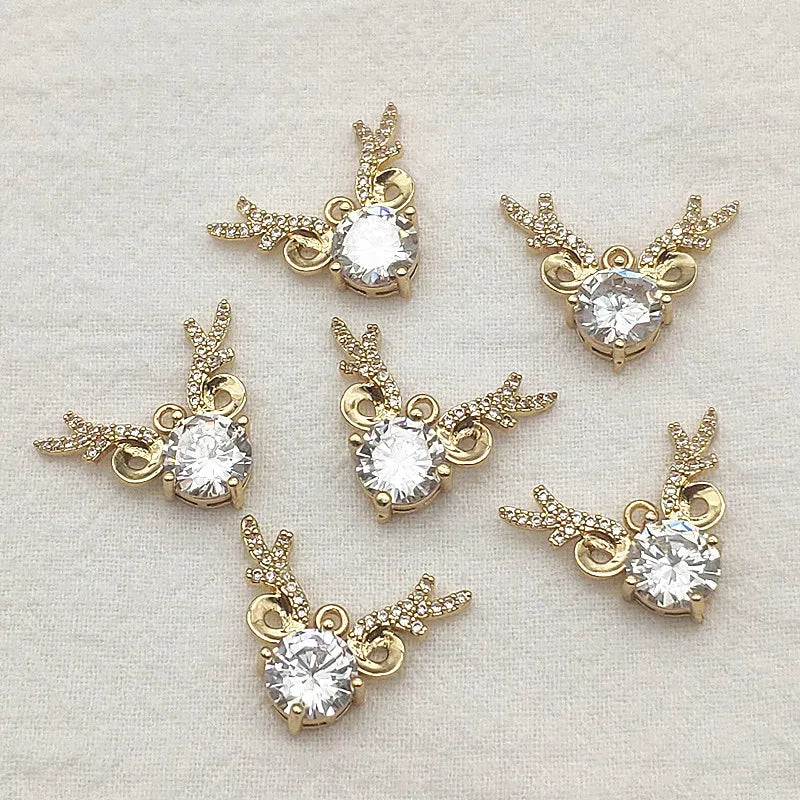 CZ Crystal Reindeer Charm 30pcs Jewelry Necklace DIY Parts