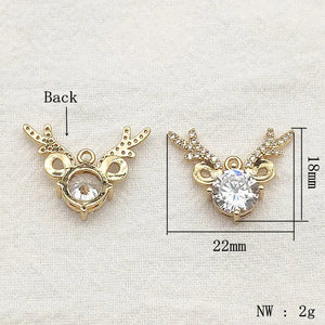 CZ Crystal Reindeer Charm 30pcs Jewelry Necklace DIY Parts