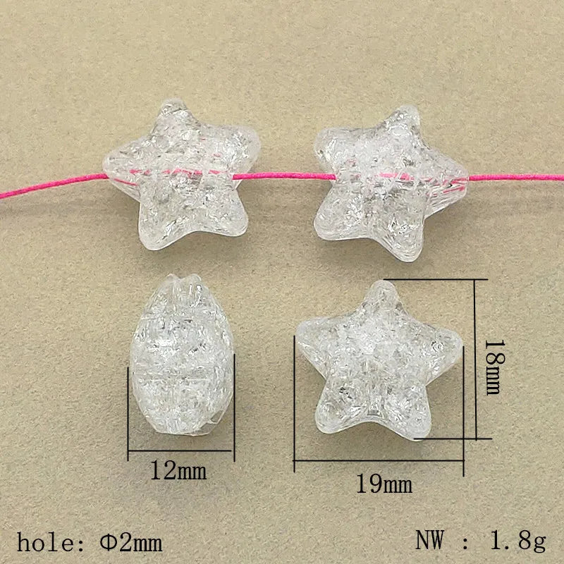 Clear Crack Star Beads 19/28mm for DIY Jewelry Making