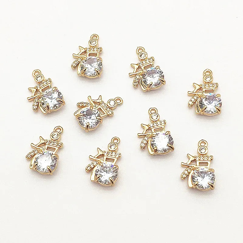 Copper CZ Charm 19x12mm 50pcs for Necklace Earring DIY