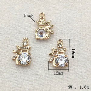 Copper CZ Charm 19x12mm 50pcs for Necklace Earring DIY