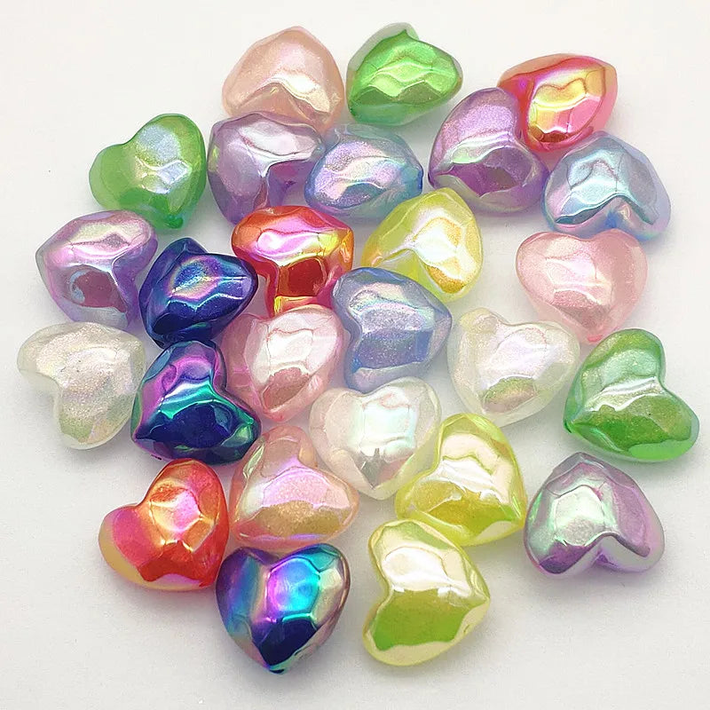 UV Magic Heart Beads For Necklace Earrings DIY Parts 100pcs