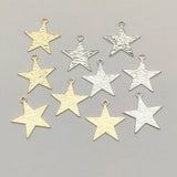 Brass Star Charm Pendant, 19x17mm, 100pcs