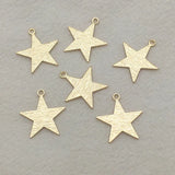 Brass Star Charm Pendant, 19x17mm, 100pcs
