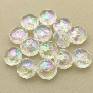 Clear UV Aurora Effect Faceted Beads 100pcs DIY Necklace Parts