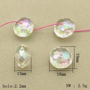 Clear UV Aurora Effect Faceted Beads 100pcs DIY Necklace Parts