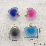 Resin Frosted Heart Beads for DIY Necklace, 100pcs