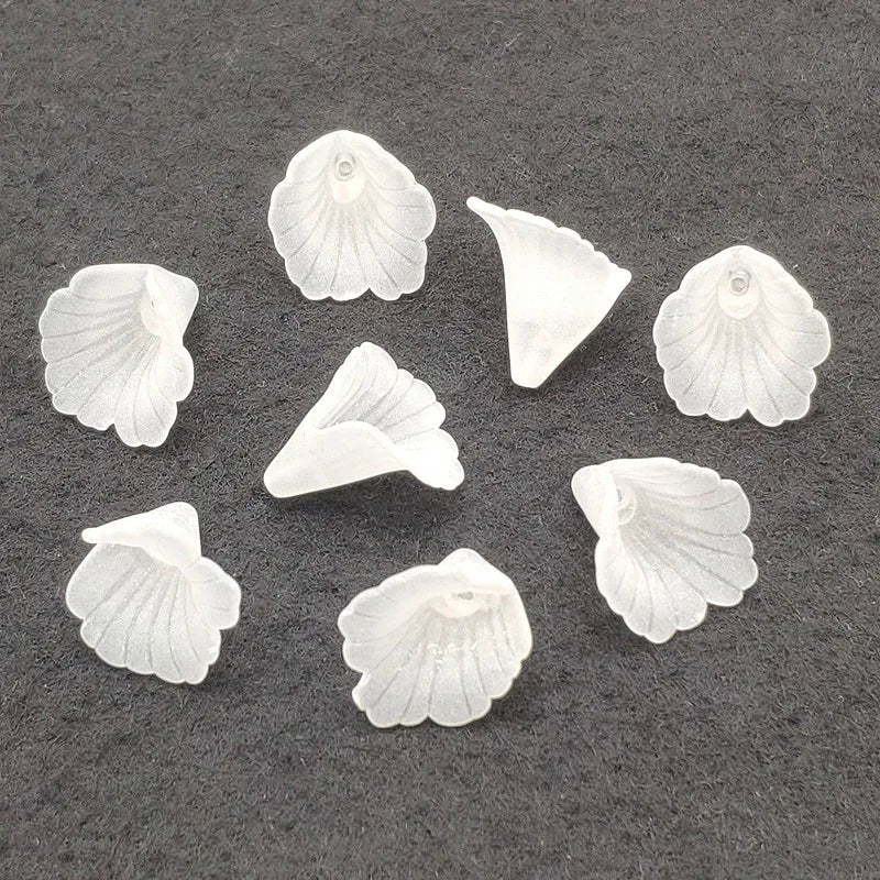 600pcs Clear Frosted Flower Acrylic Beads Jewelry Findings