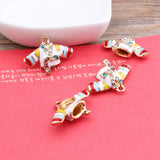 Crystal Rhinestone Paved 3D Enamel Hanbok Pendant