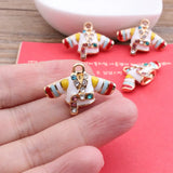Crystal Rhinestone Paved 3D Enamel Hanbok Pendant