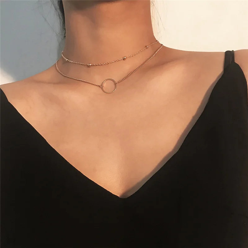Two-Layer Round Choker Necklace