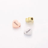 20Pcs Mum Heart Beads Mirror Polish Stainless Steel Beads DIY Necklace Bracelets