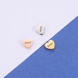 20Pcs Mum Heart Beads Mirror Polish Stainless Steel Beads DIY Necklace Bracelets