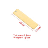 20Pcs 10*40mm Stainless Steel Charms Blank Rectangle DIY Necklace Keychain