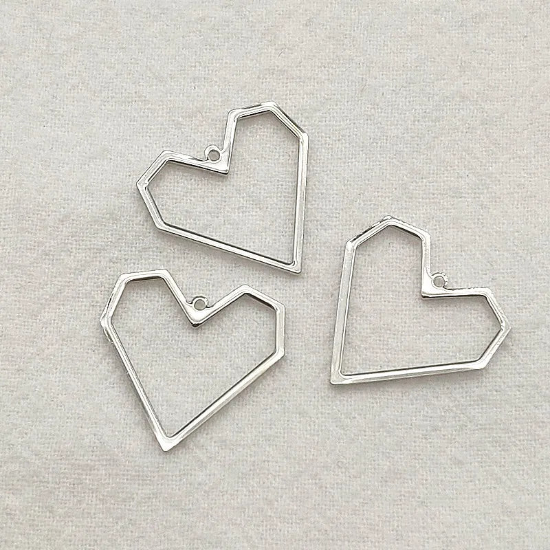 20mm 100pcs Brass Heart Charm Pendants Jewelry Findings