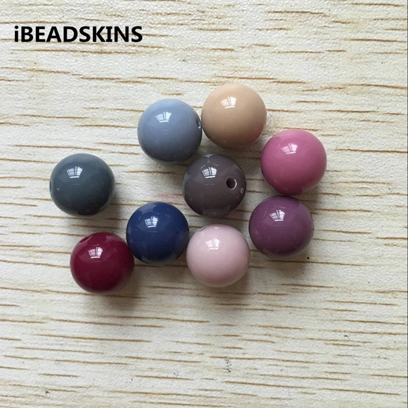 Dark Chunky Acrylic Round Beads Necklace Bracelet DIY Jewelry Findings 100pcs