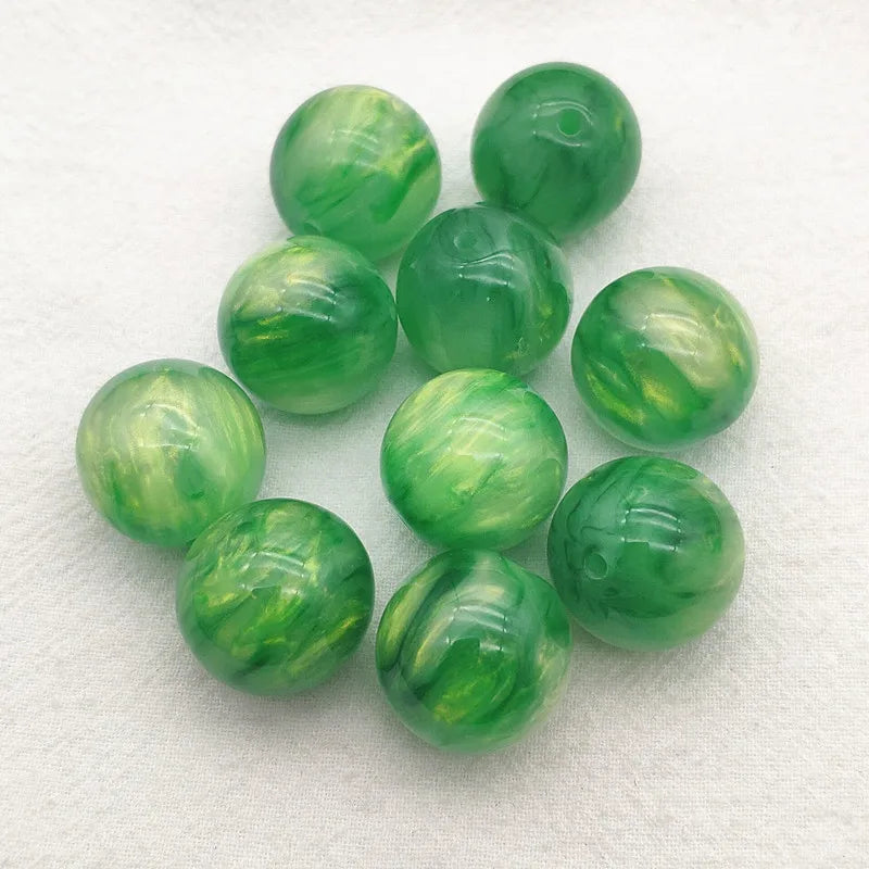 Marble Effect Resin Chunky Round Beads 100pcs