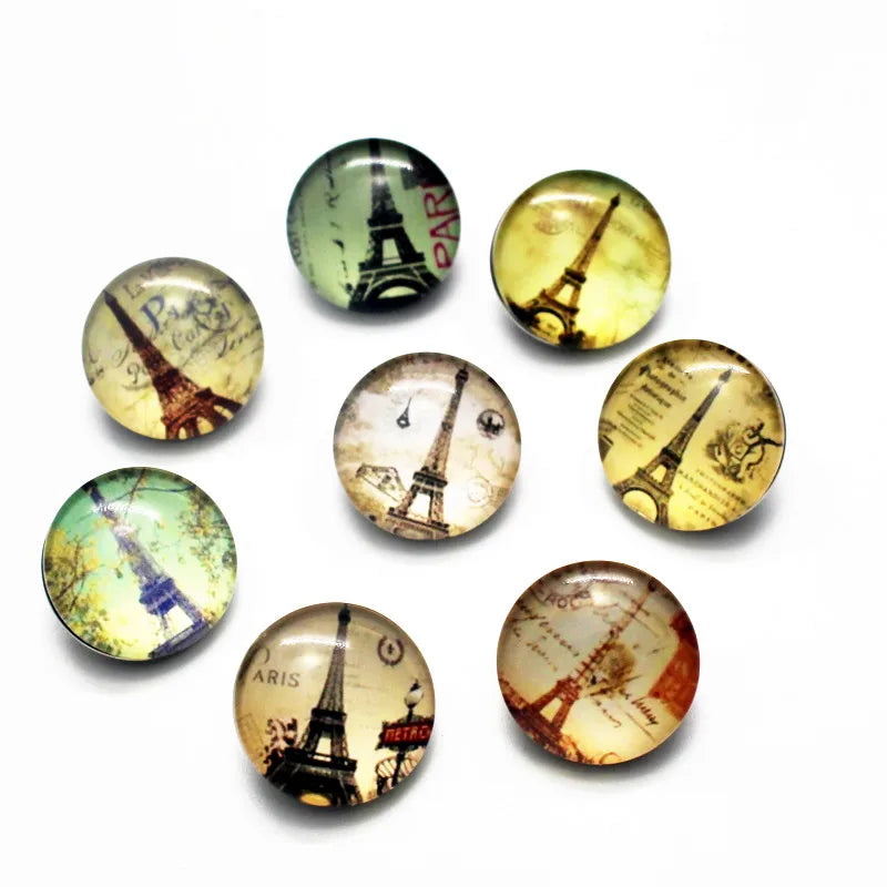 Eiffel Tower Snap Button Glass Fit 18mm Bangle DIY Snap Bracelet Jewelry