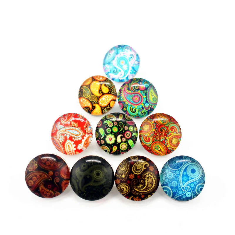 20pcs Flower Round Snap Button Glass Fit Bangle 18mm DIY Snap Bracelet Jewelry