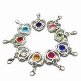 20pcs Heart Crystal Dangle Charms Lobster Clasp Bracelet Pendant Floating Charms