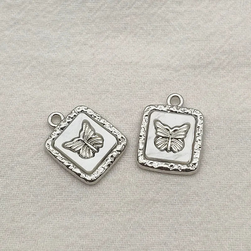 Square Charm Zinc Alloy Pendants for DIY Jewelry Making - 100pcs