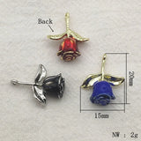 100pcs Zinc Alloy Rose Flower Charm Necklace Earrings DIY Jewelry Findings
