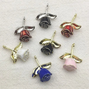 100pcs Zinc Alloy Rose Flower Charm Necklace Earrings DIY Jewelry Findings