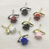 100pcs Zinc Alloy Rose Flower Charm Necklace Earrings DIY Jewelry Findings