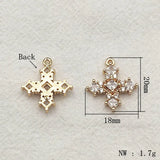 50pcs Cubic Zirconia Cross Charm for DIY Jewelry, Findings