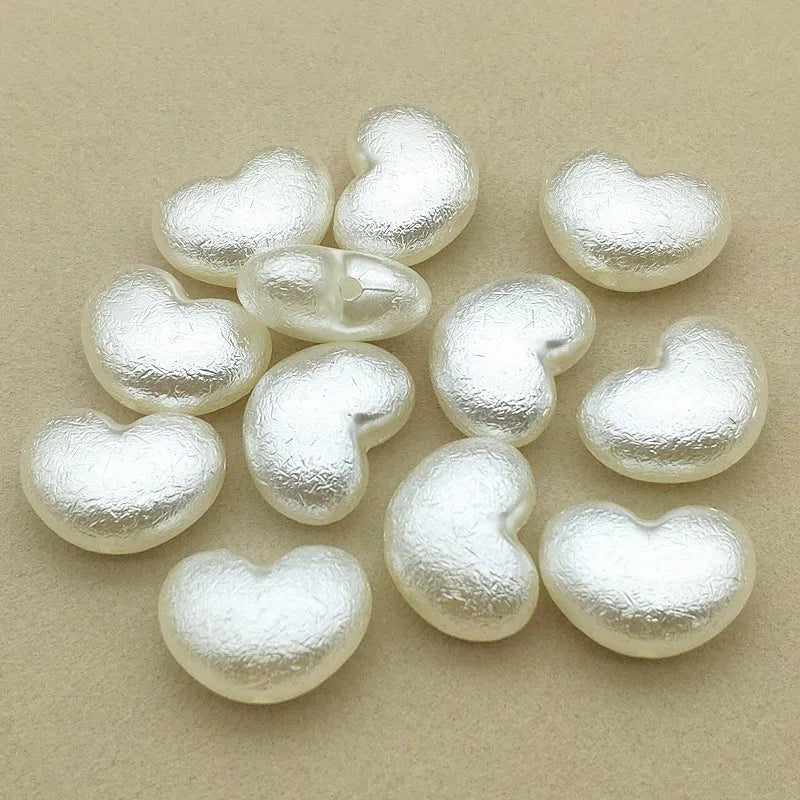 250pcs Wrinkle Pearls Heart Beads Necklace Earrings DIY Parts