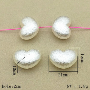 250pcs Wrinkle Pearls Heart Beads Necklace Earrings DIY Parts