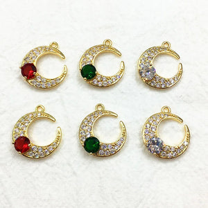 Moon Shape CZ Charm for Jewelry Earring DIY, 40pcs