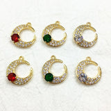 Moon Shape CZ Charm for Jewelry Earring DIY, 40pcs