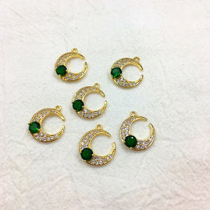 Moon Shape CZ Charm for Jewelry Earring DIY, 40pcs
