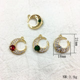 Moon Shape CZ Charm for Jewelry Earring DIY, 40pcs