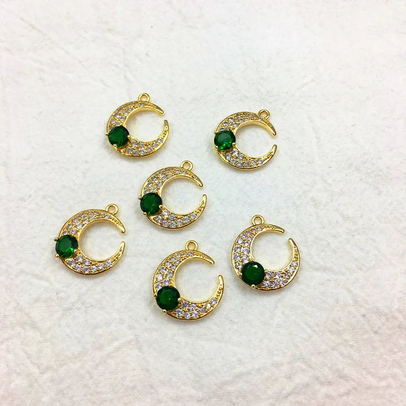 Moon Shape CZ Charm for Jewelry Earring DIY, 40pcs