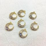 Moon Shape CZ Charm for Jewelry Earring DIY, 40pcs