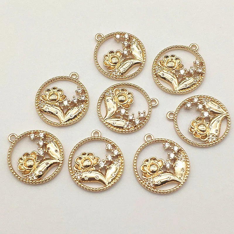 CZ Flower Pendants 50pcs DIY Jewelry Findings