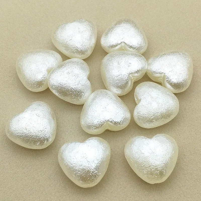 150pcs Wrinkle Pearls Heart Beads For Necklace/Earrings DIY