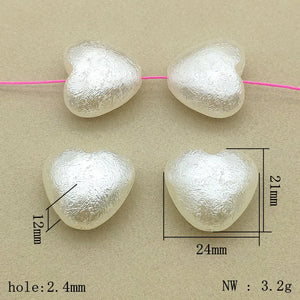 150pcs Wrinkle Pearls Heart Beads For Necklace/Earrings DIY