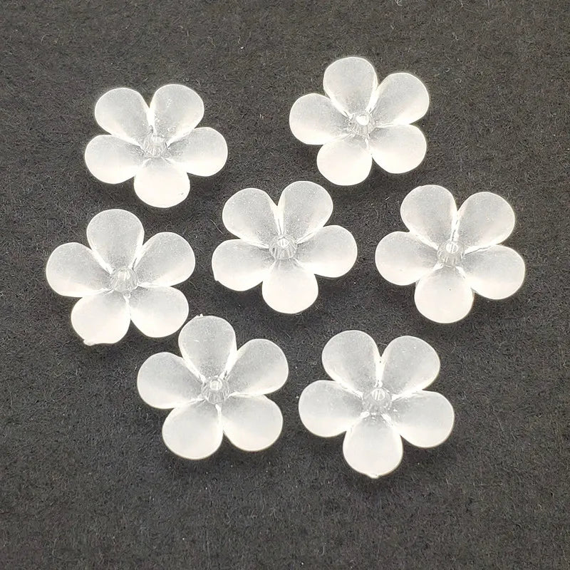 22mm 400pcs Clear Frosted Flower Acrylic Beads Necklace Earrings DIY
